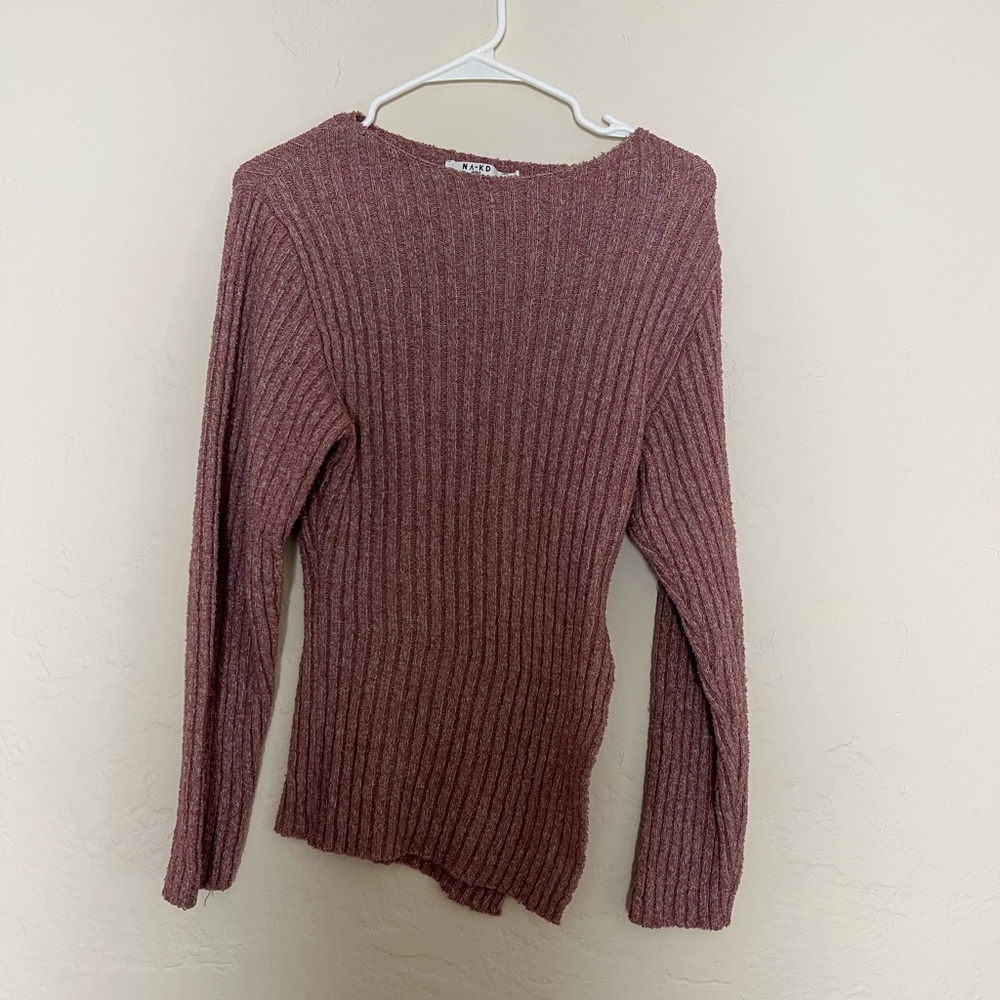 NA-KD Asymmetrical Knit Long Sleeve Shirt